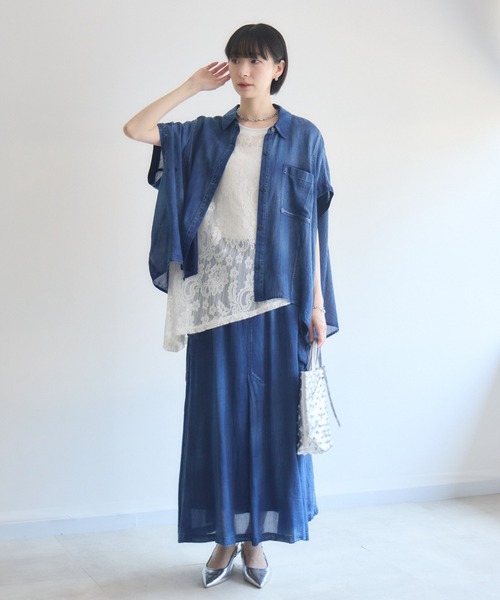 Paradise Picnic(パラダイスピクニック)の「33℃ シアーデニムカーゴフレアスカート(デニムスカート・レディース・ブラック/ブルー/ネイビー・FREE)」の8枚目の写真