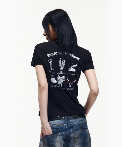 AAKAM(アーカム)の「Rodeo Saloon Half Top (Black)(Tシャツ/カットソー・レディース・その他・1/2/3)」の4枚目の写真
