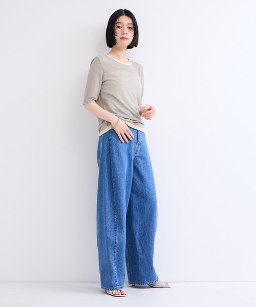 ADAM ET ROPE'(アダムエロペ)の「シアー配色プルオーバー(Tシャツ/カットソー・レディース・ライトグリーン/グレー/ブラック・FREE)」の7枚目の写真