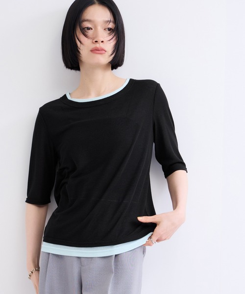 ADAM ET ROPE'(アダムエロペ)の「シアー配色プルオーバー(Tシャツ/カットソー・レディース・ライトグリーン/グレー/ブラック・FREE)」の10枚目の写真