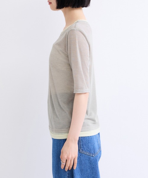 ADAM ET ROPE'(アダムエロペ)の「シアー配色プルオーバー(Tシャツ/カットソー・レディース・ライトグリーン/グレー/ブラック・FREE)」の14枚目の写真