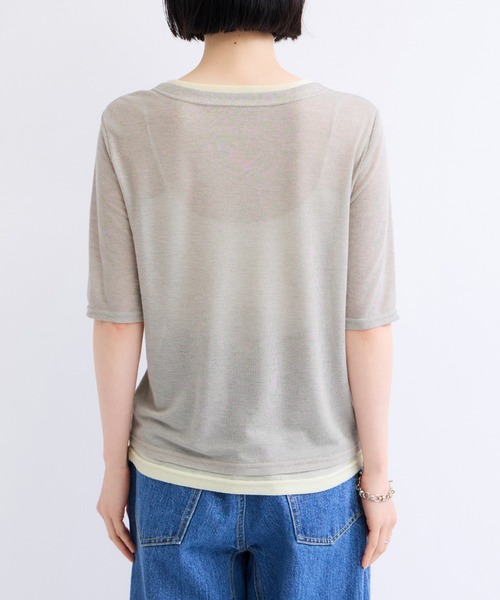 ADAM ET ROPE'(アダムエロペ)の「シアー配色プルオーバー(Tシャツ/カットソー・レディース・ライトグリーン/グレー/ブラック・FREE)」の15枚目の写真