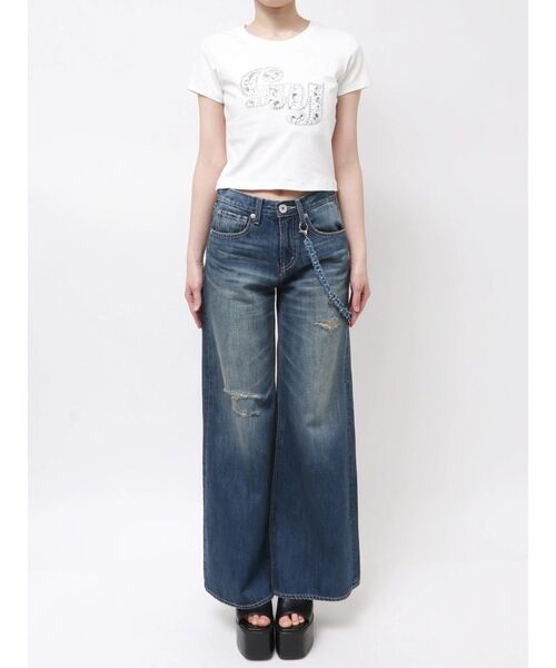 GYDA(ジェイダ)の「gy bijou Tシャツ(Tシャツ/カットソー・レディース・イエロー/ブラック/ピンク/オフホワイト・FREE)」の13枚目の写真