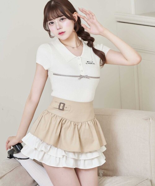 Belle Charme(ベルシャルム)の「【Belle Charme】Ribbon Polo Knit(ニット/セーター・レディース・オフホワイト/ブラック/チャコールグレー・FREE)」の16枚目の写真