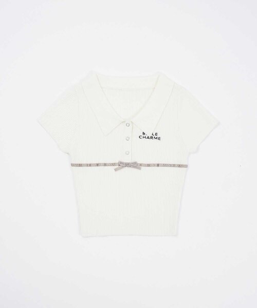Belle Charme(ベルシャルム)の「【Belle Charme】Ribbon Polo Knit(ニット/セーター・レディース・オフホワイト/ブラック/チャコールグレー・FREE)」の17枚目の写真