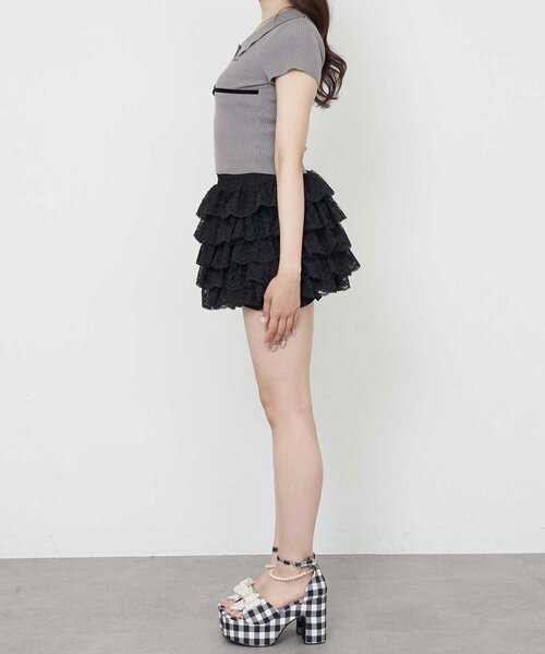 Belle Charme(ベルシャルム)の「【Belle Charme】Ribbon Polo Knit(ニット/セーター・レディース・オフホワイト/ブラック/チャコールグレー・FREE)」の7枚目の写真