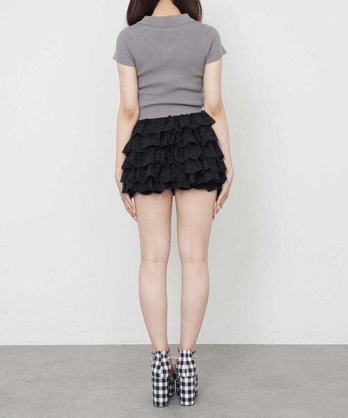 Belle Charme(ベルシャルム)の「【Belle Charme】Ribbon Polo Knit(ニット/セーター・レディース・オフホワイト/ブラック/チャコールグレー・FREE)」の8枚目の写真