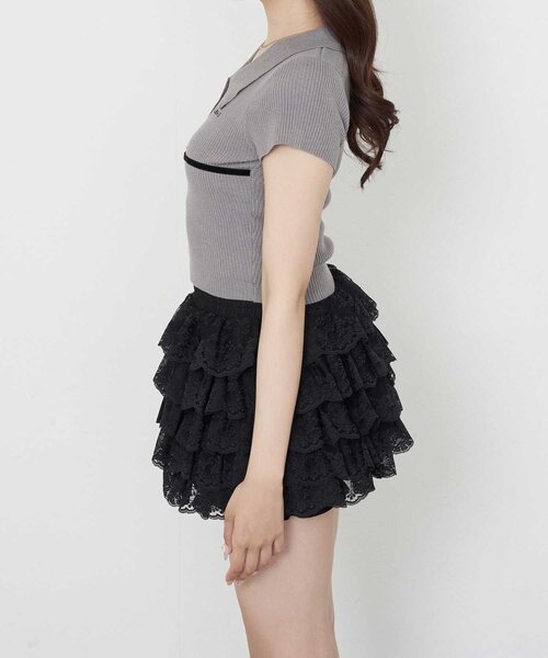 Belle Charme(ベルシャルム)の「【Belle Charme】Ribbon Polo Knit(ニット/セーター・レディース・オフホワイト/ブラック/チャコールグレー・FREE)」の10枚目の写真