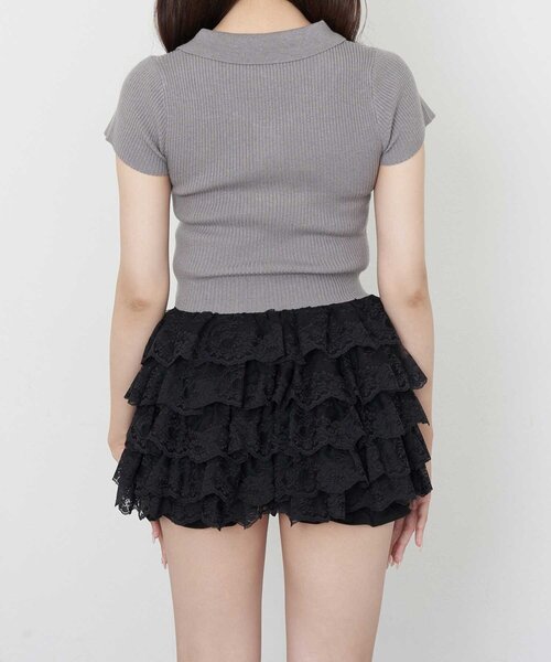 Belle Charme(ベルシャルム)の「【Belle Charme】Ribbon Polo Knit(ニット/セーター・レディース・オフホワイト/ブラック/チャコールグレー・FREE)」の11枚目の写真