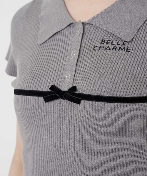 Belle Charme(ベルシャルム)の「【Belle Charme】Ribbon Polo Knit(ニット/セーター・レディース・オフホワイト/ブラック/チャコールグレー・FREE)」の12枚目の写真