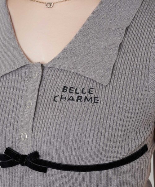 Belle Charme(ベルシャルム)の「【Belle Charme】Ribbon Polo Knit(ニット/セーター・レディース・オフホワイト/ブラック/チャコールグレー・FREE)」の13枚目の写真