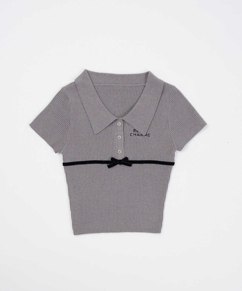Belle Charme(ベルシャルム)の「【Belle Charme】Ribbon Polo Knit(ニット/セーター・レディース・オフホワイト/ブラック/チャコールグレー・FREE)」の14枚目の写真