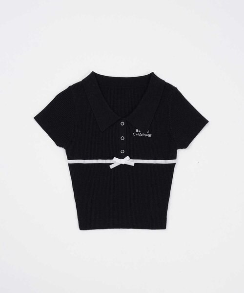 Belle Charme(ベルシャルム)の「【Belle Charme】Ribbon Polo Knit(ニット/セーター・レディース・オフホワイト/ブラック/チャコールグレー・FREE)」の4枚目の写真
