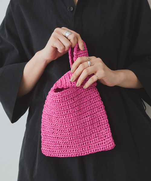 SLOBE IENA(スローブイエナ)の「FOLKIN'/フォーキン ペーパーコードバッグ FVR26710(かごバッグ・レディース・ブラウン/ピンク・FREE)」の2枚目の写真