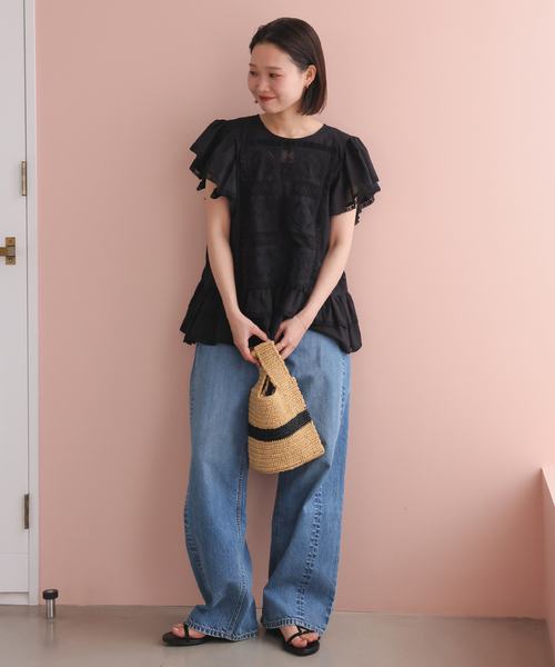 SLOBE IENA(スローブイエナ)の「FOLKIN'/フォーキン ペーパーコードバッグ FVR26710(かごバッグ・レディース・ブラウン/ピンク・FREE)」の6枚目の写真