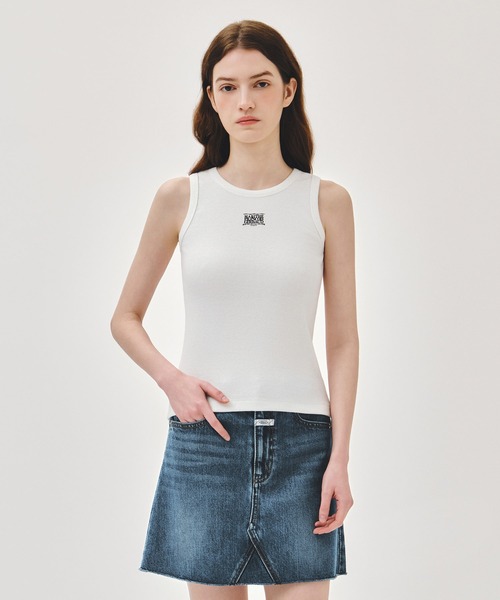 MARITHE + FRANCOIS GIRBAUD(マリテフランソワジルボー)の「W RIBBON CLASSIC LOGO SLEEVELESS(Tシャツ/カットソー・レディース・White/Black/ヘザーグレー・SMALL/MEDIUM)」の2枚目の写真