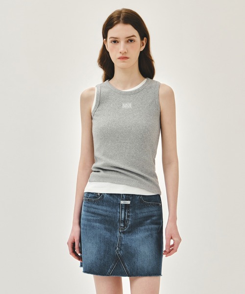 MARITHE + FRANCOIS GIRBAUD(マリテフランソワジルボー)の「W RIBBON CLASSIC LOGO SLEEVELESS(Tシャツ/カットソー・レディース・White/Black/ヘザーグレー・SMALL/MEDIUM)」の1枚目の写真
