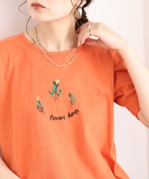 Tシャツ/カットソー（オレンジ/橙色系・花柄・ボタニカル柄