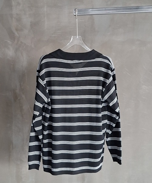 WESTBOY（ウエストボーイ）の「Y2K ボーダー ニットポロシャツ WO26S15TP19（Tシャツ/カットソー・メンズ・ブラック・L/XL/M）」の4枚目の写真