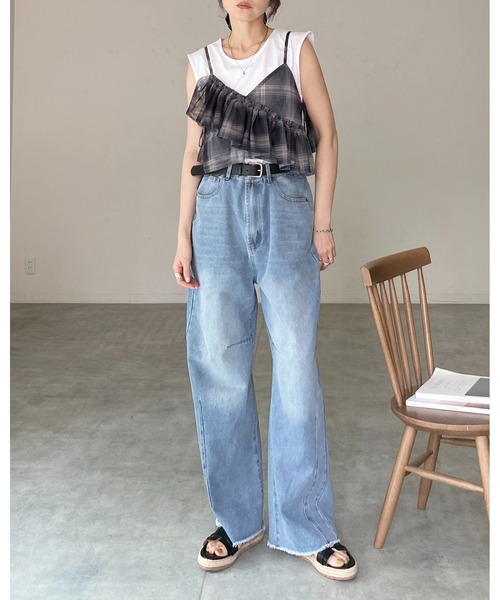 She's Closet(シーズクローゼット)の「フレンチスリーブ 裾レースTシャツチュニック ワンピース(チュニック・レディース・ホワイト/グレー/ブラック・FREE)」の9枚目の写真
