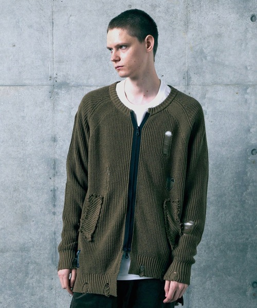 VIRGOwearworks（ヴァルゴウェアワークス）の「FRAYSHIFT CARDIGAN（カーディガン/ボレロ・メンズ・ブラック/オレンジ/オリーブドラブ・2/3/4）」の2枚目の写真
