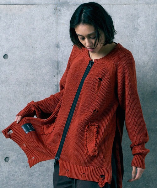VIRGOwearworks（ヴァルゴウェアワークス）の「FRAYSHIFT CARDIGAN（カーディガン/ボレロ・メンズ・ブラック/オレンジ/オリーブドラブ・2/3/4）」の3枚目の写真