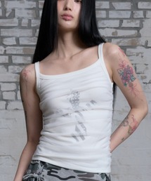 NIIER NOR（ニアノア）の「A'GEM/9 × .kom 『NIIER NOR/ニーアノア』SHIRRING SEE THROUGH SLEEVELESS/シャーリングシースルースリーブレス（タンクトップ）」