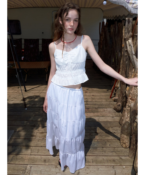 ETMON（エトモン）の「Smocked Cami Blouse, White（シャツ/ブラウス・レディース・その他・SMALL/MEDIUM）」の2枚目の写真