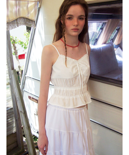 ETMON（エトモン）の「Smocked Cami Blouse, White（シャツ/ブラウス・レディース・その他・SMALL/MEDIUM）」の5枚目の写真