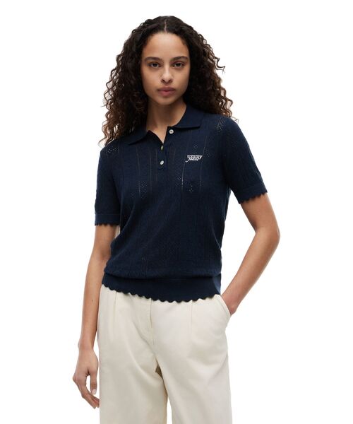tommy jeans(トミー ジーンズ)の「レース編みショートスリーブポロニット(ポロシャツ・レディース・レッド系/ネイビー/ホワイト・SMALL/MEDIUM/X-SMALL)」の3枚目の写真