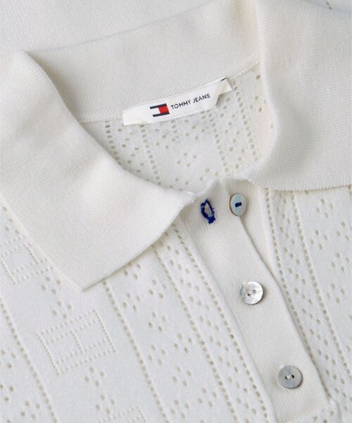 tommy jeans(トミー ジーンズ)の「レース編みショートスリーブポロニット(ポロシャツ・レディース・レッド系/ネイビー/ホワイト・SMALL/MEDIUM/X-SMALL)」の7枚目の写真