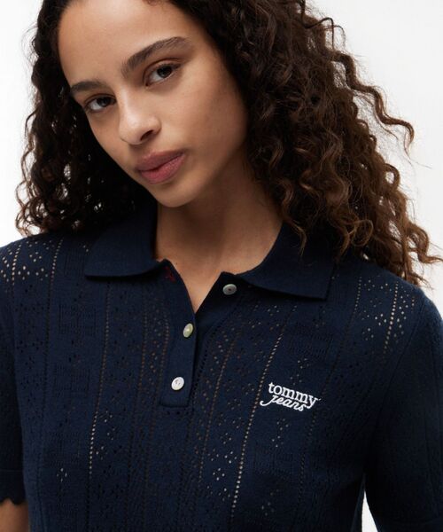 tommy jeans(トミー ジーンズ)の「レース編みショートスリーブポロニット(ポロシャツ・レディース・レッド系/ネイビー/ホワイト・SMALL/MEDIUM/X-SMALL)」の10枚目の写真