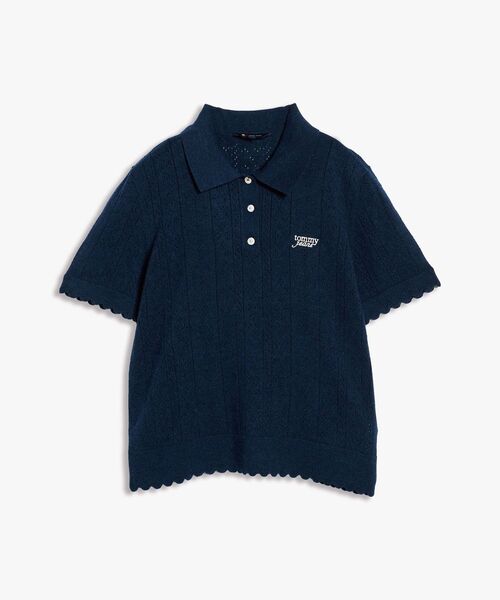 tommy jeans(トミー ジーンズ)の「レース編みショートスリーブポロニット(ポロシャツ・レディース・レッド系/ネイビー/ホワイト・SMALL/MEDIUM/X-SMALL)」の13枚目の写真