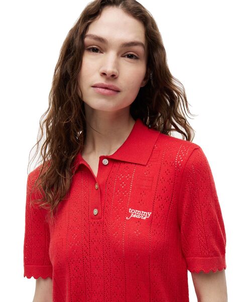 tommy jeans(トミー ジーンズ)の「レース編みショートスリーブポロニット(ポロシャツ・レディース・レッド系/ネイビー/ホワイト・SMALL/MEDIUM/X-SMALL)」の15枚目の写真