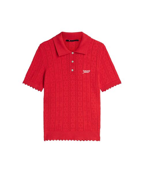 tommy jeans(トミー ジーンズ)の「レース編みショートスリーブポロニット(ポロシャツ・レディース・レッド系/ネイビー/ホワイト・SMALL/MEDIUM/X-SMALL)」の18枚目の写真
