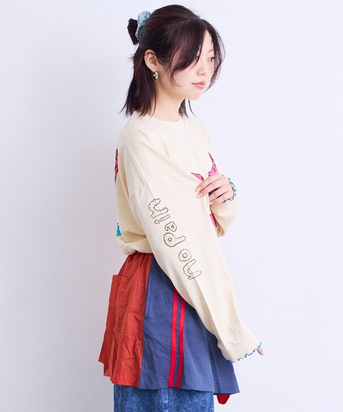 MARKEY'S(マーキーズ)の「袖リブビッグ長袖Tシャツ/おとな(Tシャツ/カットソー・レディース・ライトピンク/クリーム/イエロー/ブラウン・160cm)」の5枚目の写真