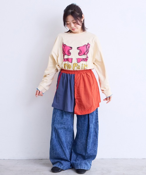 MARKEY'S(マーキーズ)の「袖リブビッグ長袖Tシャツ/おとな(Tシャツ/カットソー・レディース・ライトピンク/クリーム/イエロー/ブラウン・160cm)」の6枚目の写真