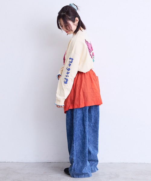 MARKEY'S(マーキーズ)の「袖リブビッグ長袖Tシャツ/おとな(Tシャツ/カットソー・レディース・ライトピンク/クリーム/イエロー/ブラウン・160cm)」の8枚目の写真