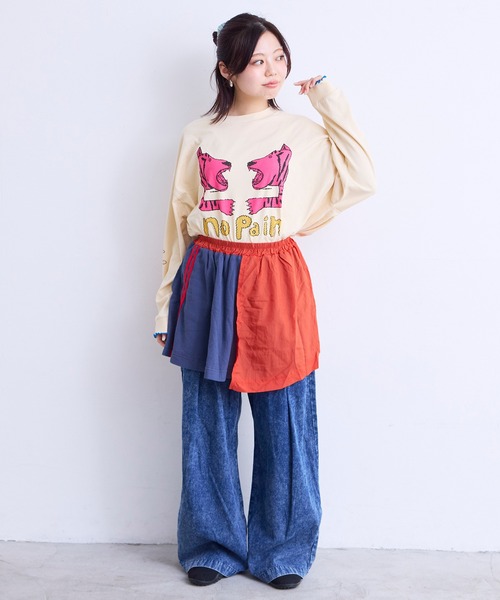 MARKEY'S(マーキーズ)の「袖リブビッグ長袖Tシャツ/おとな(Tシャツ/カットソー・レディース・ライトピンク/クリーム/イエロー/ブラウン・160cm)」の9枚目の写真
