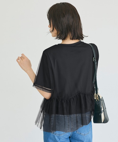 coca(coca)(コカ)の「シルキータッチチュールドッキングトップス(Tシャツ/カットソー・レディース・ブラック/ホワイト・L/M)」の10枚目の写真