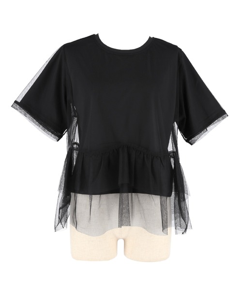 coca(coca)(コカ)の「シルキータッチチュールドッキングトップス(Tシャツ/カットソー・レディース・ブラック/ホワイト・L/M)」の20枚目の写真