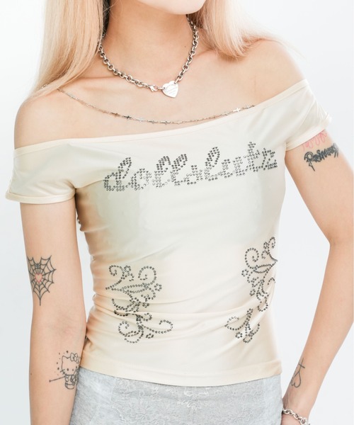 dollslutz(ドルズラッツ)の「【dollslutz】nude hourglass top/【ドルズラッツ】ヌーディーサテントップス(Tシャツ/カットソー・レディース・ブラック/アイボリー・FREE)」の18枚目の写真