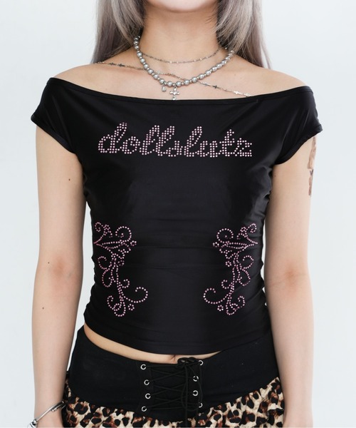 dollslutz(ドルズラッツ)の「【dollslutz】nude hourglass top/【ドルズラッツ】ヌーディーサテントップス(Tシャツ/カットソー・レディース・ブラック/アイボリー・FREE)」の16枚目の写真