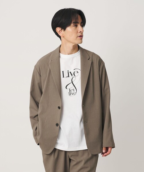 BEAUTY&YOUTH UNITED ARROWS(ビューティーアンドユースユナイテッドアローズ)の「KOMATSU ドビー リラックス ジャケット ストレッチ 吸水速乾 セットアップ対応(テーラードジャケット・メンズ・ベージュ/ブラック・XL/M/L/S)」の4枚目の写真