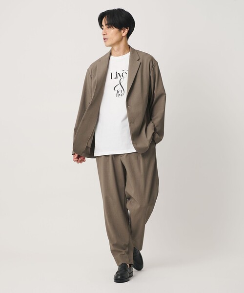 BEAUTY&YOUTH UNITED ARROWS(ビューティーアンドユースユナイテッドアローズ)の「KOMATSU ドビー リラックス ジャケット ストレッチ 吸水速乾 セットアップ対応(テーラードジャケット・メンズ・ベージュ/ブラック・XL/M/L/S)」の5枚目の写真