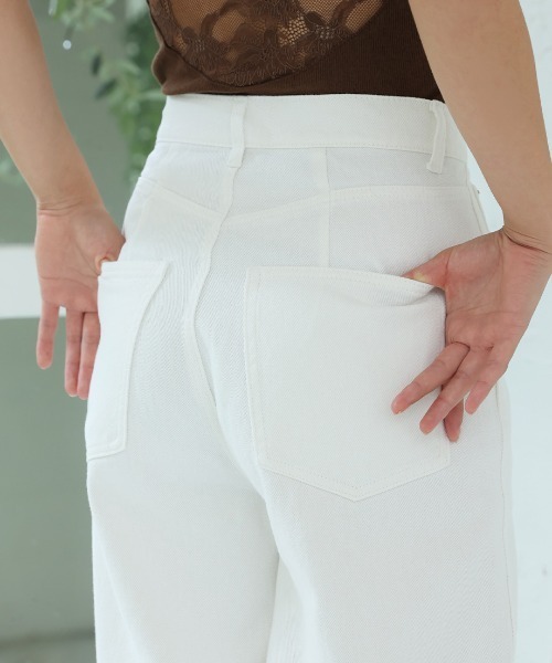 Nulli(ヌリ)の「アシメフロントバレルデニムパンツ(デニムパンツ・レディース・ブラウン/オフホワイト/グリーン/ブラック・SMALL)」の13枚目の写真