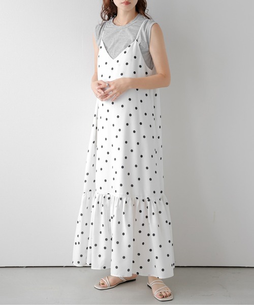 AMELY(エミリー)の「ドット柄 ティアード ワンピース(ワンピース・レディース・ホワイト/ブラック/ブラウン・フリー)」の22枚目の写真