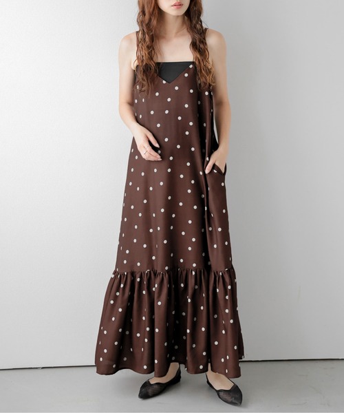 AMELY(エミリー)の「ドット柄 ティアード ワンピース(ワンピース・レディース・ホワイト/ブラック/ブラウン・フリー)」の10枚目の写真