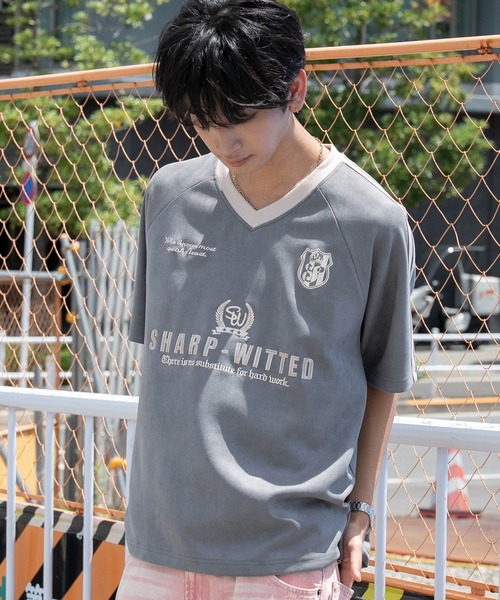 WEGO(ウィゴー)の「WEGO/【26年春夏新作】フェイクスウェードゲームT(Tシャツ/カットソー・メンズ・ホワイト/スミクロ/ネイビー・LARGE/MEDIUM)」の20枚目の写真