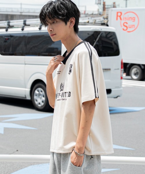 WEGO(ウィゴー)の「WEGO/【26年春夏新作】フェイクスウェードゲームT(Tシャツ/カットソー・メンズ・ホワイト/スミクロ/ネイビー・LARGE/MEDIUM)」の12枚目の写真